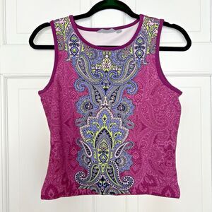 Athleta Tank Top Muscle Shirt Womens S Burgundy Pink Mandala Paisley Activewear